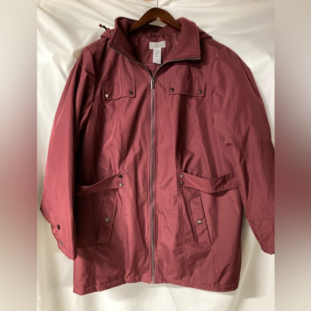Catherines Maroon Hooded Coat. NWTs, size 0X (14/16)